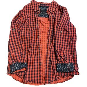 Cactus Boys Button Up Shirt Boys Size 7 Longsleeve Pockets Plaid Red Country D1